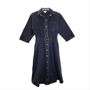 IDEAS Vintage Button Front Jean Dress Black Medium